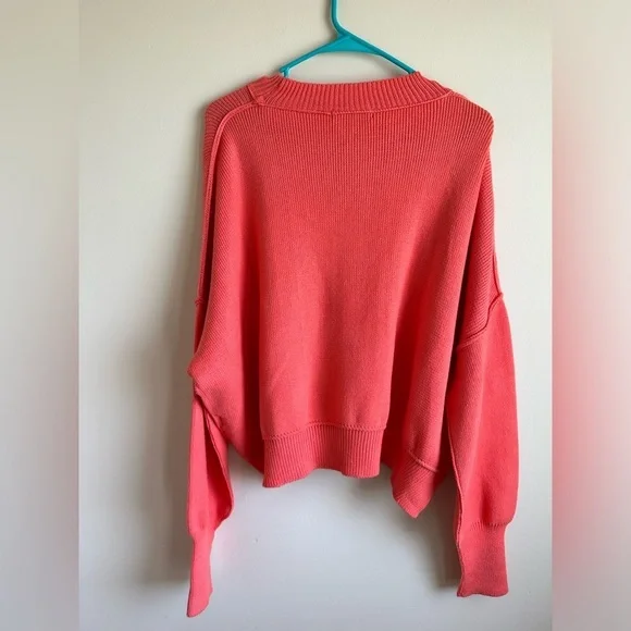 NWT Nash Grey Autumn Breeze Orange Crop Sweater Large Oversized High/Low - Picture 2 of 8